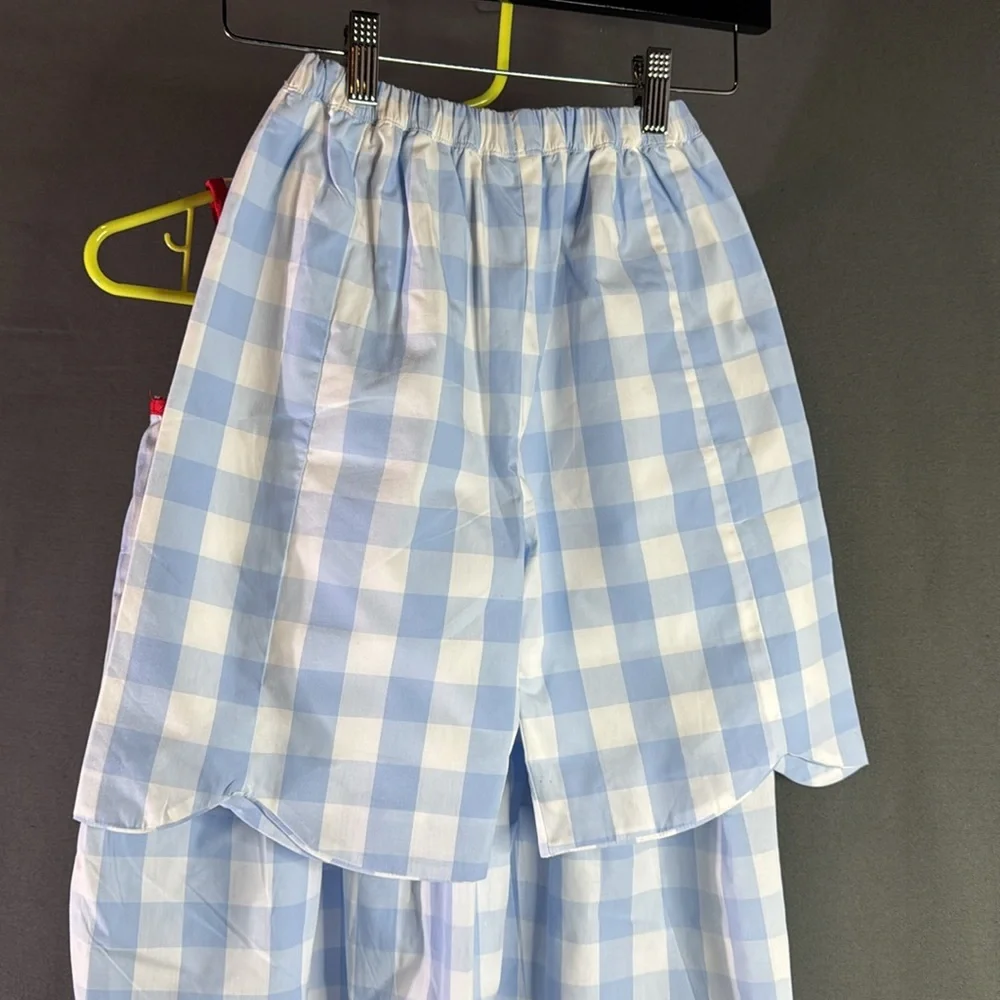 Sugar Blue and White Dress with Red Trim‎ with matching shorts size 10 T
